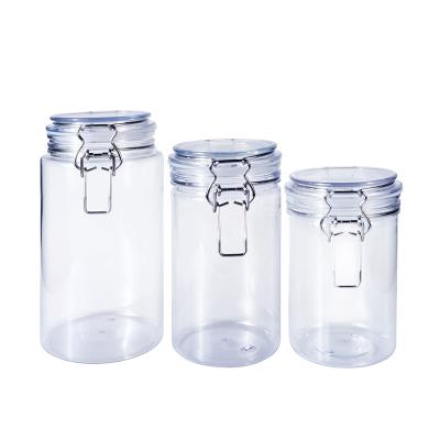 China Wholesale Food Storage Container Airtight Plastic Packaging 40ml 60ml 120ml 150ml Air Seal PET Jar With Lock zu verkaufen