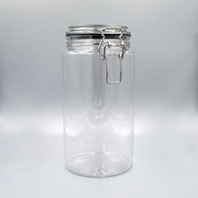 China Food container 120ml 150ml 180ml 550ml 1000ml 1500ml clear PET plastic kilner spice jar with metal lock zu verkaufen