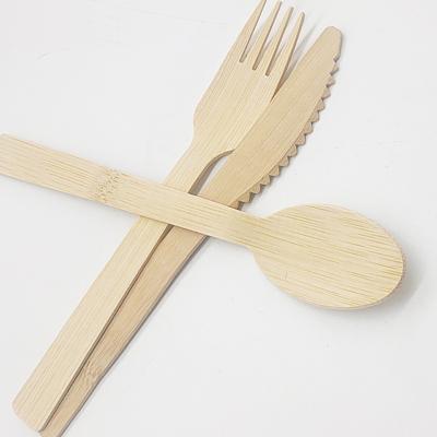 China Eco-friendly Cheap Price Wooden Spoon Fork Knife Disposable Bamboo Cutlery Set For Outlet Food Using for sale