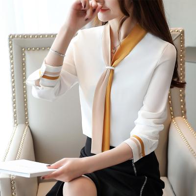 China Women's Chiffon Shirt Women's Lightweight Loose Blouse New Retro Style Breathable Shirts for sale