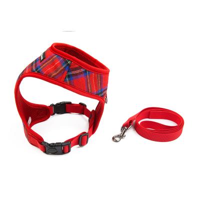 China Stocked Classic Plaid Dog Leash Pampers Mesh Dogs Harness Factory Wholesale Breathable And Comfortable High Quality for sale