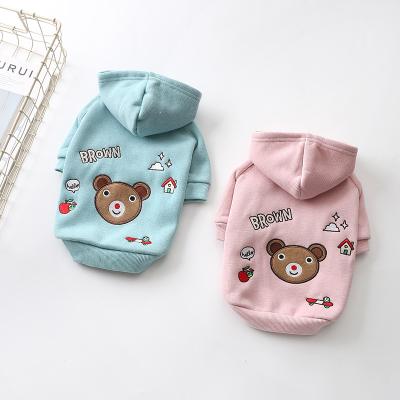 China Stocked High Quality Pet Clothes Exquisite Embroidery Teddy Bulldog Warm Jacket For Autumn And Winter Fashion Dog Hoodie Coat for sale