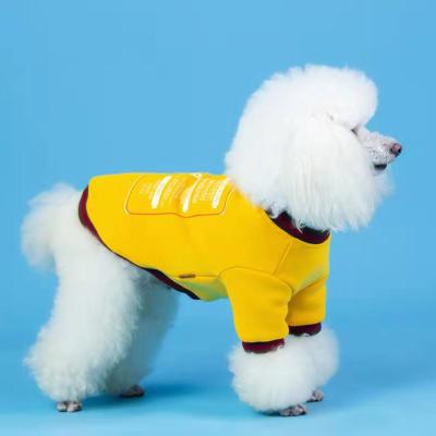 China Stocked Fashion Classic Pet Clothes Wholesale Teddy Puppy Bulldog Sweater Jacket Autumn And Winter Fleece Lining Dog Coat for sale