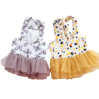 China Factory Stocked Wholesale Pet Apparel Dog Dress Cotton Soft Summer Puppy Cat Skirt Lovely V-Neck Comfortable Dogs Dresses for sale