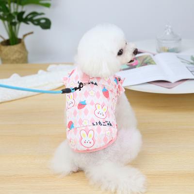 China Stocked Wholesale Pet Apparel Dog Clothes For Winter High Quality Fleece Striping Warm Dogs Invest Coat Jacket D Ring Pets Clothing for sale