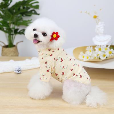 China Autumn New Product Pet Clothes Stocked Dog T-shirt Fashion High Elasticity Floral Teddy Bichon Serena Dogs Clothing Factory Wholesale for sale