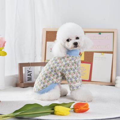 China Kr Style Fashion Sustainable Hot Flower Knitted Warm Dogs Basing Sweaters Pet Clothes Dog Sweater For Autumn And Winter Wholesale for sale