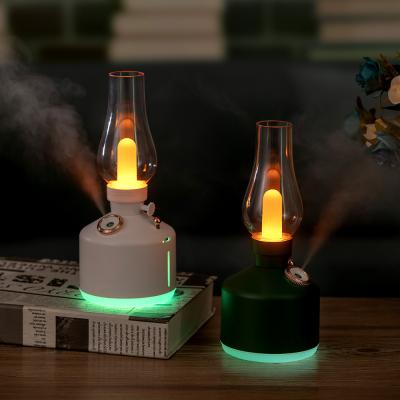 China Retro USB Outdoor Chargeable Kerosene Lamp Air Humidifier with LED Light Wireless Aromatherapy Diffuser Mist Maker Vaporizer for sale