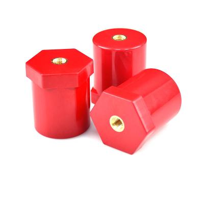 China JYZ High Voltage Material Post SB 20*33mm M6 BMC Resin Insulated Polyester Resin Standoff Insulators Red Busbar Insulated Customized for sale