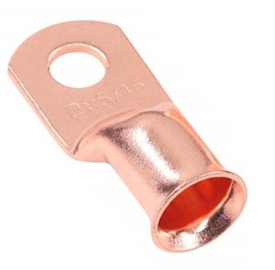 China 2AWG Battery Terminal Ring Tubular Copper Crimp Red Copper End Lug, Cable Lug Hook Terminal 5/16 Inch for sale