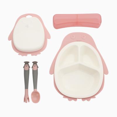 China Children Cartoon Design Baby Tableware 7 Pcs Set Child Dish Baby Feeding Bowl Spoon Fork Utensil Cutlery Set for sale