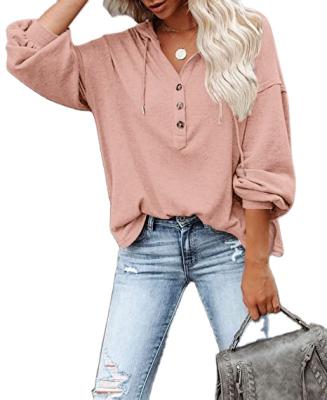 China Anti-wrinkle stylish ladies casual tops long sleeve fashion hooded women's solid color sweatshirt tops and sweatshirts for sale