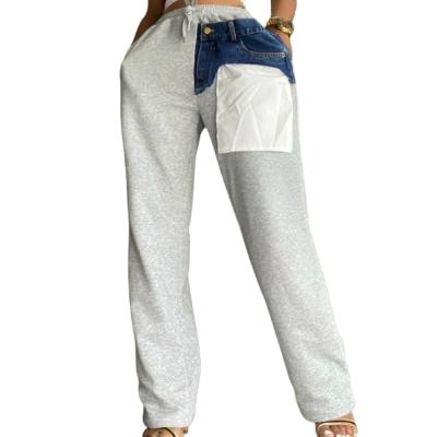 China New Arrival QUICK DRY Sweatpants For Women's Patchwork Casual Loose Women's Pants Slacks Pocket Unique Design 2021 for sale