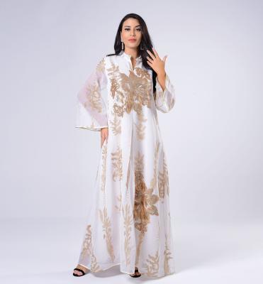 China Plus Size Abaya Dress Long Sleeve Embroidery Saree Jalabiya Islamic Eid Dress Muslimah Dubai Abaya Maxi Gold Sequin Saree Robe for sale