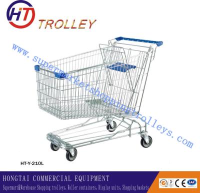 China Metal Four Wheeled Shopping Trolley With 5 Inches TPR wheels  210 Liters for sale