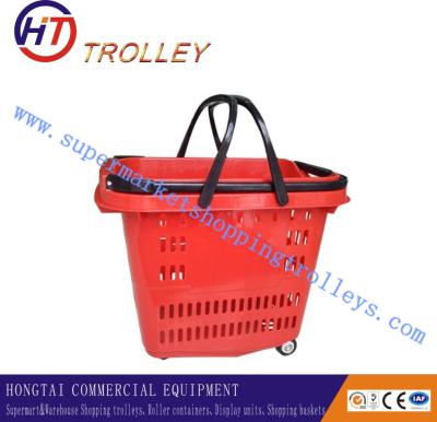 China 58L Plastic Shopping Basket With Wheels For deparment store 560*420*445mm for sale