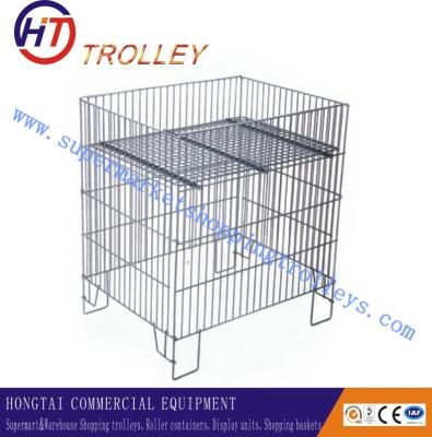 China Screen Printing​ Logo Metal Wire Dump Bin With One Adjustable Bottom Shelf For Display for sale