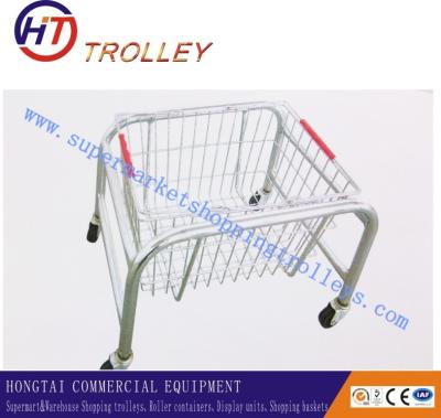 China Iron Chrome Plating Wire Metal Shopping Baskets With Handles Unfolding for sale