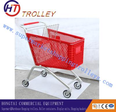 China Unfoldable Plastic Shopping Carts Sprayed With PU Wheels , Super Market Shopping Trolley for sale