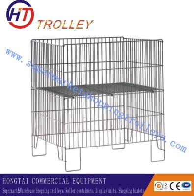 China Supermarket Metal Wire Mesh Container Sample Display Racks Collapsible for sale