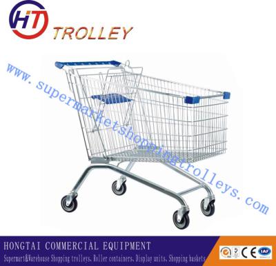 China Large Unfolded Grocery Store Shopping Carts With Wheels Zinc Plated for sale