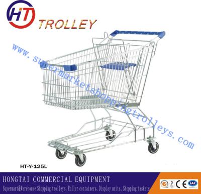 China 125L Asia Style Metal Shopping Trolley For Supermarket / Grocery store for sale