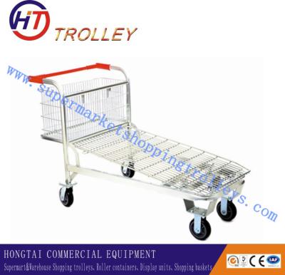 China Zinc Plated Warehouse Wire Shopping Trolley , Transport Logistic Trolley Cart for sale