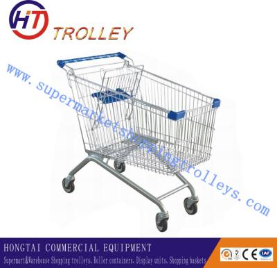 China Standard Four Wheels Retail Shopping Cart Trolley On Wheels For Supermarket for sale