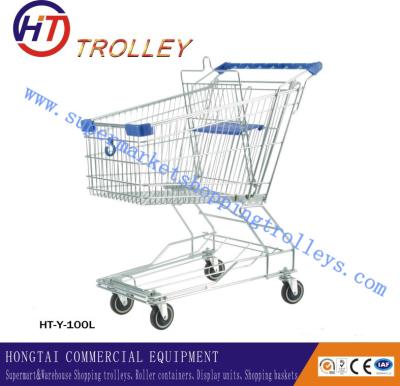 China Portable Zinc Coated Retail Shopping Trolleys For Metro Mart 100L for sale