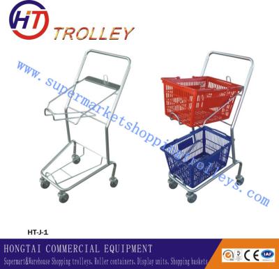 China Chrome Coated Steel Wire Retail Four Wheeled Shopping Trolley Cart Japan Style for sale