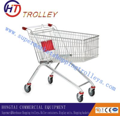 China Standard 4 Wheels Supermarket Steel Metal Shopping Cart European Style for sale