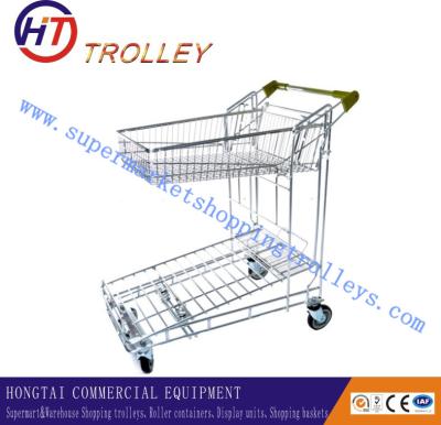 China Collapsible Steel Warehouse Hand Trolleys , Supermarket Shopping cart for sale