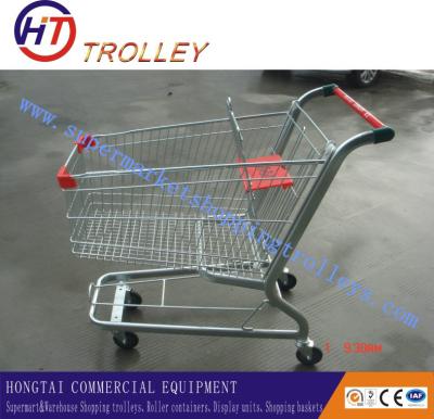 China Airport Grocery Store Shopping Carts Trolleys Unfoldable Zinc Plated Surface for sale