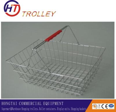 China 22 Litre Double Handle Chrome Metal Shopping Basket for Supermarket Shopping for sale