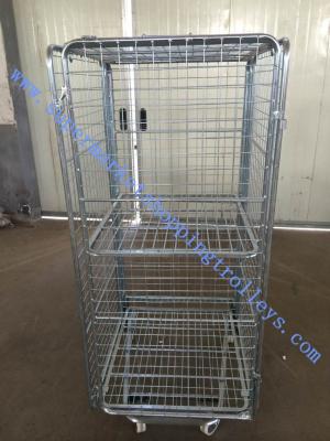 China 5'' Caster Steel Wire Shopping Trolleys Roll Container Transport And Warehouse for sale