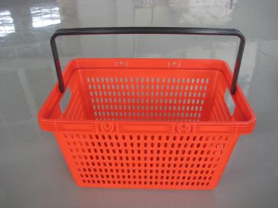 China Red Supermarket Plastic Shopping Basket Single Handle Flat - bottomed for sale