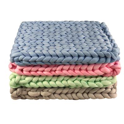 China Weighted Knitted Sofa Blanket Cotton Sofa Blanket Gravity Filled Gravity Giant Knitted Bulky Ohhio Braid Blanket for sale