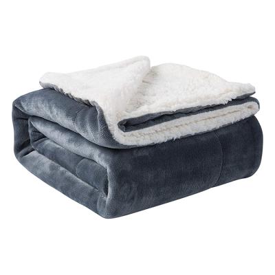 China 50*60 Inch PORTABLE Plain Outdoor Gray Single Blanket Reversible Sherpa Blanket & Indoor Sherpa Fleece Blanket for sale