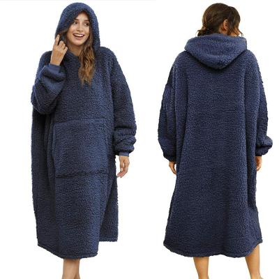 China Warm Sherpa Lamb Wool Sherpa Fleece Hooded Oversized Blanket Hooded Double Sided Hooded Fleece PORTABLE Sweatshirt for sale