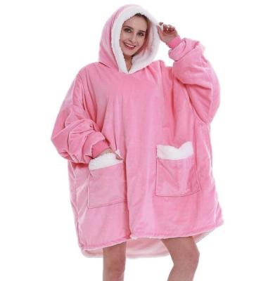 China PORTABLE Sherpa Hooded Blanket Reversible Shear Hooded Sherpa Fleece Blanket Oversized Sweatshirt Blanket for sale