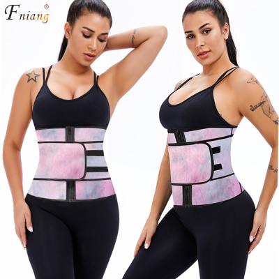 China New Style Breathable Tie Dye Rose Waist Trainer Hook And Zipper Body Shaper Slimming Belt Plus Size Polyester Corset for sale