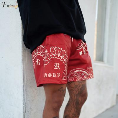 China Custom Printed Breathable Mesh Quick Dry Men's Breathable Shorts With Drawstring And Pockets For Fitness Training Routine Wear for sale