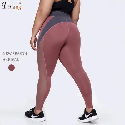 China Plus Size XXXXL Breathable Yoga Leggings Mesh Patchwork Color Block Women Running Slimming Sports Pants Butt Push Up for sale