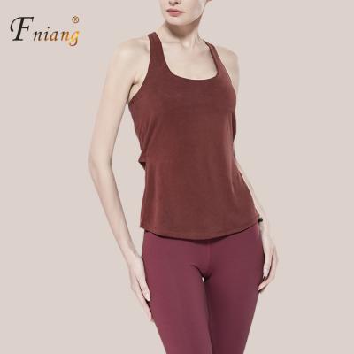 China 2020 Sports Breathable Vest Sports Running Top For Women With Beautiful Back And Loose Yoga Top for sale