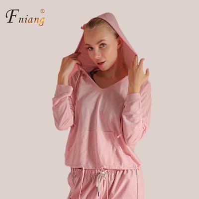 China 2020 New Solid Color Sports Casual Loosefit Long Sleeve Hoodie Breathable Running Clothes For Women for sale