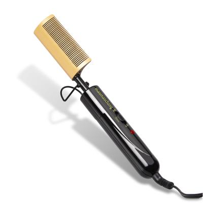 China Outdoor Wholesale Custom Private Label 45w 430--450f Curved Electric Pressing Hair Straightener Pressing Electric Hot Comb for sale