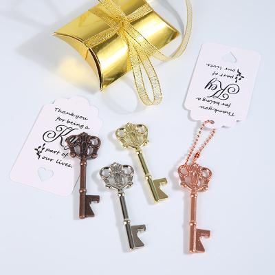 China Sustainable Skeleton Key Bottle Opener Bridal Shower Party Favors Wedding Party Favor Souvenirs Gift with Escort Tag for sale