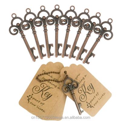 China Sustainable Key Bottle Openers Vintage Skeleton Key Bottle Opener Beer Openers Personalized Gift with Tag and Twine for sale