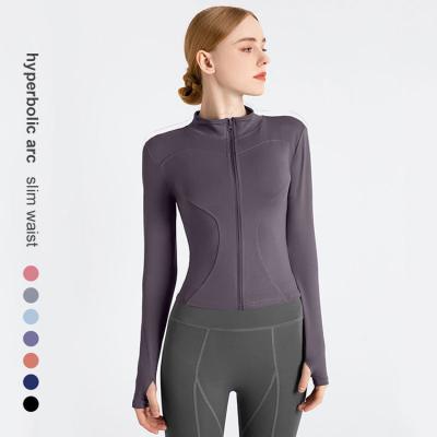 China HQSLP Breathable 2022 Autumn and New Yoga Winter Countryside Jacket Women Running Yoga Long Sleeve Top Coat Nylon Elastic Zipper for sale