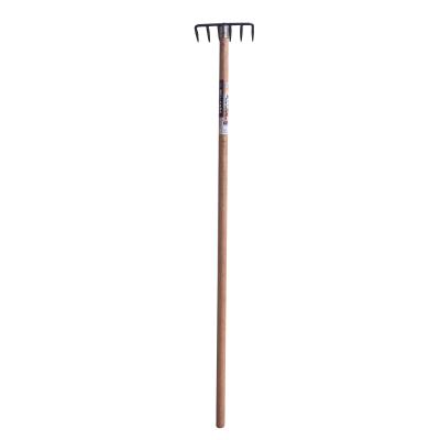 China Garden Rake Chinese Prepared Wooden Handle Carbon Steel Quenching Six Teeth Steel Rake Garden Rake for sale